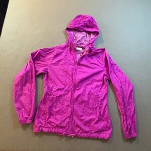 Columbia Thermal Coil Windbreaker Jacket Womens XS Pink Full Zip Hooded Hiking